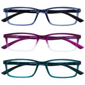 Opulize 055955380771 See Reading Glasses 3 Packs With Blue Light Blocking Narrow Frame Spr