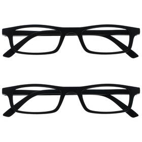 Opulize 055955384519 Ted Reading Glasses 2 Pack Narrow Matt Lightweight Frame Black Spring Hinges