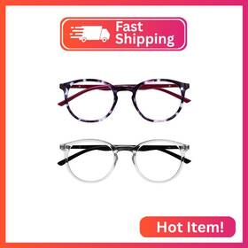 Bb60-5c-100 Opulize Met Blue Light Blocking Reading Glasses For Women Men Slim Round Frame