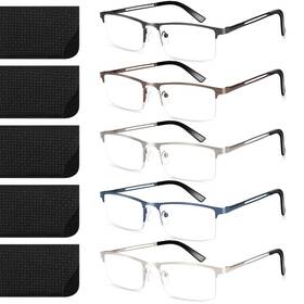 Oz04 Oranzi 5 Pack Archives Style Blue Light Blocking Reading Glasses Men Half Metal Fra