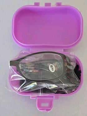 2472824172 Oyki Foldable 4.00 Collapsible Reading Glasses Purple Floral Temples