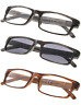 Pdz-r026-3pcs-mix-400 Striped Reading Glasses With Spring Hinge Includes Sun 689721251047