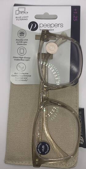 041bda Peepers 04fbda Reading Glasses Clear 1.25 Blue Light Universal Focus Technology