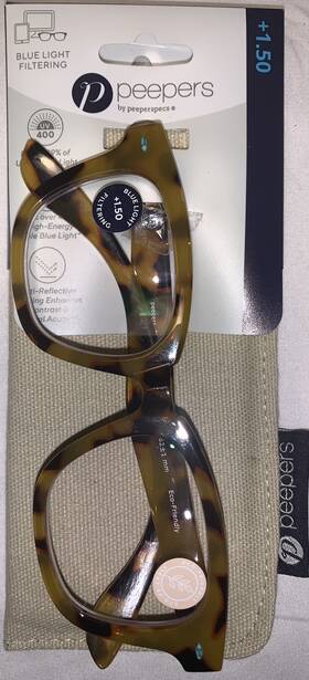 Peepers 070747000533 Shine On Blue Light Filtering 1.5 Tortoise Glasses