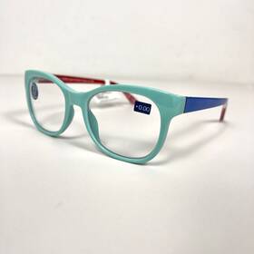 Peepers 070747263259 Reading Eyeglasses Color Block 0.0 Blue Light Filtering Aqua Red Nwt