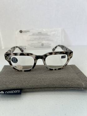 Peepers 070747296554 Reading Glasses 2.00 Strength Gray Tortoise Blue Light Filtering