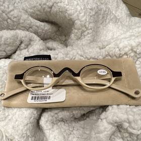 22416 Peepers The Guru Round Reading Glasses Brown/cream Bifocal 2.50