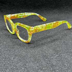 3556-1012-24 Peepers Prism Focus 2995 1.75 Readers Green Yellow Flex Euc