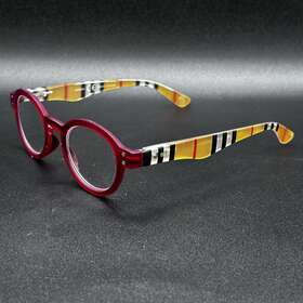 4921-013024-14 Peepers Style Sixteen 1.50 Reading Glasses Red Striped Flex Used