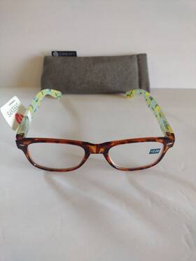 5205-022824-14 Peepers Citrus Grove 2412 2.00 Reading Glasses Tort Lemons Flex Euc With Case