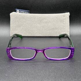 5576-032524-19 Peepers 365 1.25 Rectangular Reading Glasses Purple Green Flex Used With Pouch