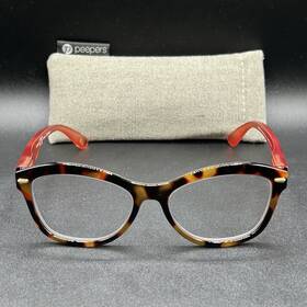 7197-072524-14.95 Peepers Monterey Bay 1.00 Blue-light Reading Glasses Tort Coral Flex Used