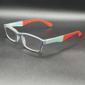 7540-090724-12.95 Peepers #801 1.25 Rectangular Reading Glasses Gray Orange Sea Flex Used