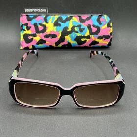 7904-101524-22.95 Peepers #954 Sammann 1.25 Sun Readers Black Pink Print Flex Gradient Used