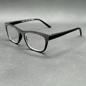 8092-110224-19.95 Peepers Foxy Mama 3.00 Reading Glasses Black Sparkle Blue-light Tech Used