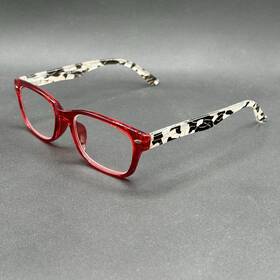 8207-111424-18.95 Peepers Soho 2198 1.50 Reading Glasses Red And Marble Used