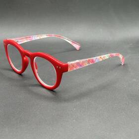 8372-120624-17.95 Peepers Clover 3.00 Blue-light Reading Glasses Red/clover Used
