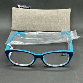 8630-010625-25.95 Peepers Good Morning Charlie 3.00 Reading Glasses Blue 2-tone Nwt