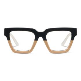 Peepers By Peeperspecs 070747352533 Womens Take A Bow Square Blue Light Blocking Reading Glasses Black/tan 1