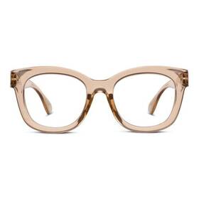 Peepers By Peeperspecs 070747352755 Womens Center Stage Focus Soft Square Reading Glasses Tan 2.00 2