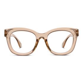 Peepers By Peeperspecs 070747352793 Womens Center Stage Focus Soft Square Reading Glasses Tan 3.00 3