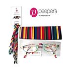 Peepers Designer Prices 2.50 Stripes Glasses Primary Rainbow Reading Women