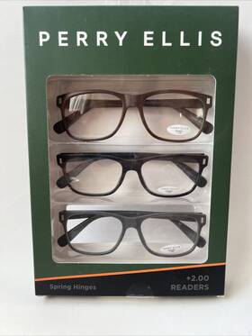 Perry Ellis 752499246918 Premium Reading Glasses For Men 3 Pack 2.00 Brown Black Gray