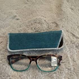 87262 Piranha Optics Bifocal Reading Glasses 2.50 Tortoise With Teal Case