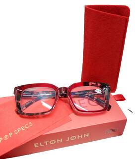 Pop Specs 752499609256 Elton John Reading Glasses - Ruby Remix2/150 Rectangle Frame