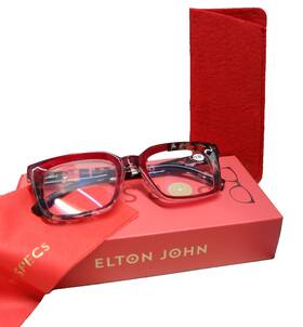 Pop Specs 752499609287 Elton John Reading Glasses - Ruby Remix2/ 250 Rectangle Frame