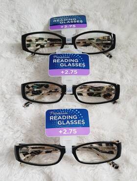 Premium 887661341013 Reading Glasses Womens Designer 2.75 Pearl Black Mosaic 3 Pack New