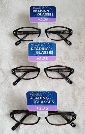 Ss0613 Premium Fgx Reading Glasses Womens Designer 2.75 Brown Faux Diamond 3 Pair