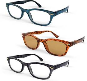 Primary Optics 845120013062 3-pc Reading Glasses 2.00 Purple Blue Bifocal 100% Uv Protection