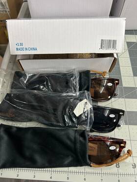 Primary Optics 845120013192 New 3-pc Reading Polarized Sun Glasses 3.50 Black Brown Bifocals