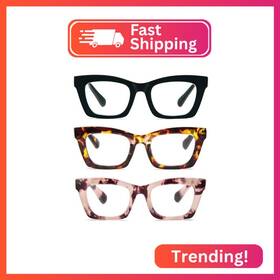 B0dfw4gyn5 Prtcslwd Reading Glasses For Women Style Oversized Square Spring Hinge Blue Ligh