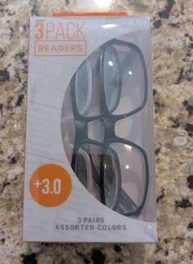 Pugs 608707132569 3 Pack Readers Glasses 3.0 Assorted Colors