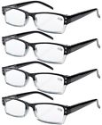 R012-black-4pcs-175-it Eyekepper Black Rectangular Reading Glasses Spring Hinges Scratch 795400500563