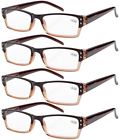 R012-brown-4pcs-225-it Eyekepper Or Pair Retro Men Women Rectangular Clear 795400500471