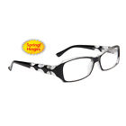 R9021 Ladies Spring Temple Hinge Pattern 3.00 Black Diamond Readers