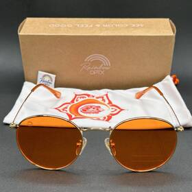 7816-100724-32.95 Rainbowoptx Round Orange Color Therapy Glasses Nwot With Pouch And Box