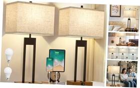 114b Rayinight 25.5 Set Of 2 Table Lamp With Usb C A Ports 3 Colors Changeable Brown