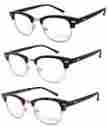 Re77 Unbranded 80s Vintage Horned Rim Half Frame Clubmaster Clear Lens Reading Glasses