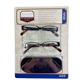 Readers 027995256717 New Old Stock Designer Elements 2pk 2.25 Reading Glasses Brown Eyewear