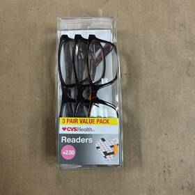 Readers 050428626641 Cvs Health 3 Pair Value Pack 2.50 Brown Frame Reading Glasses