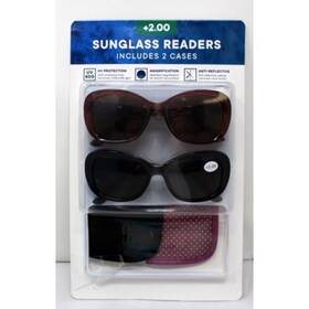 1405402 Readers Sunglass Full Frame Uv Protection 2.00 W 2 Cases New