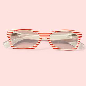 Readers 739042009060 Georgia Caponi Red And White Striped Fashion Eyewear Spring Temples 1.50