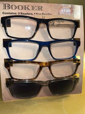Readers 803926590811 4 Pair Card Booker 2.50 Reading Glasses And Sunglass