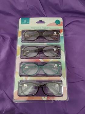 Readers 819054021639 Optix 55 Reading Glasses Womens 4 Pk In 2.25 Colorful Cateyes