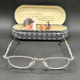 9504-053125-34.95 Readers Brighton Wilde Foldable 1.0 Reading Glasses Silver-tone And Tort Used With Case