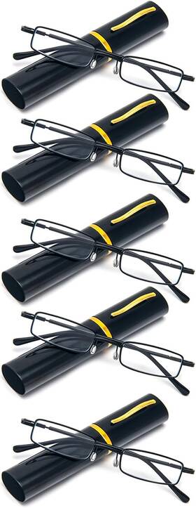Reavee 445038064007 5 Pack Portable Slim Reading Glasses For Men Women Computer Blue Light B